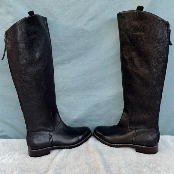EUC FRANCO Meyer Knee Half Boot Black leather Size 5.5 - Picture 3 of 7
